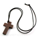 2x Retro Men Women Brown Cross Pendant Christian Religious Wooden Necklace  PES