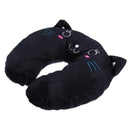Multi-Color Cartoon U Shaped Travel Pillow Neck Support Head(Black) A