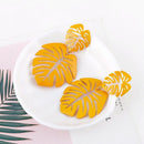 Exaggerated Bohemian Hollow Double Leaf Coconut Palm Leaf Big Beach Earring