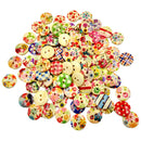 100x Wood Buttons Mixed Patterned For Sew On DIY