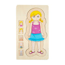 Multi-Layer Wooden Human Puzzles Human Body Structure Toys Intellectual Woo