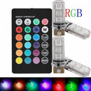 Quality ! 4X T10 W5W 6SMD 5050 RGB LED Light Car Wedge Side Bulbs Remote Control