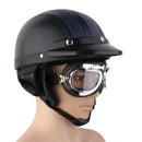 Motorcycle Motorbike Open Face Helmet Visor with Goggles - Blue