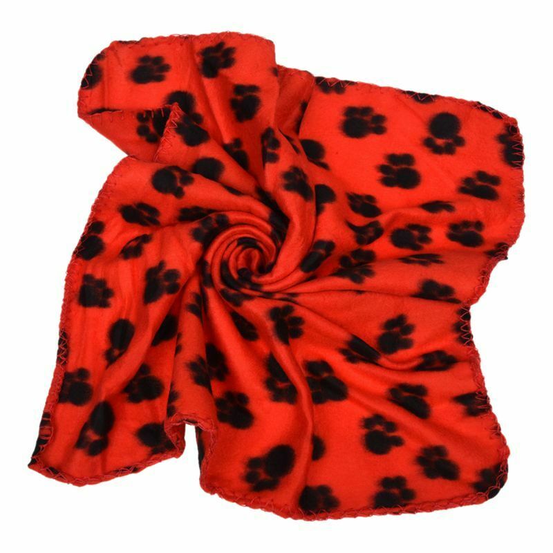 Cute Pet Dog Cat Blanket Paw Pattern Soft Fleece Mat Bed Cover G6M8