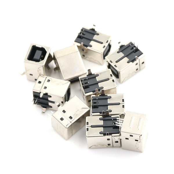 10Pcs USB Female Type-B Port 4-Pin Right Angle PCB DIP Jack Socket&lJ Gn