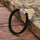 Fashion PU Leather Weave Stainless Steel Magnetic Clasp Men Bracelet Jewel&+