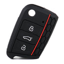 Black Silicone Flip Remote Key FOB Cover Case Shell fit for VW Golf 7 Mk7 Hf