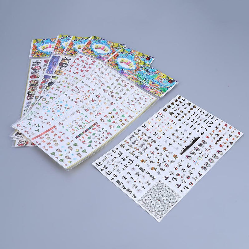12 sheets Manicure Halloween Water Transfer Nail Art Decoration Stickers