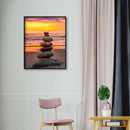 Diamond Painting Beach Sunset Stacked Rocks DIY Full Round Picture 30x40cm