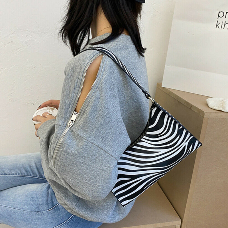 Animal Pattern Women Handbag Street PU Shoulder Underarm Tote Bag (Zebra)