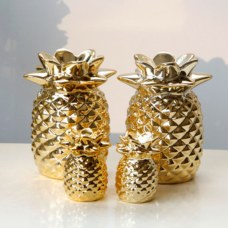 3x Ceramic Pineapple Shape Statue Desktop Display Home Office Cafe Decor