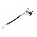 Elastic Plastic Chain Strap Coil Cord Rope Keyring Lanyard Hiking Black