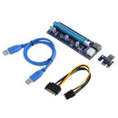 PCI-E 1x to 16x Video Card Extender Card with 6Pin Power Cable USB3.0 Port