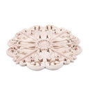 Rubber Wood Carved Round Applique Furniture Natural Unpainted For Home Deco S2V8