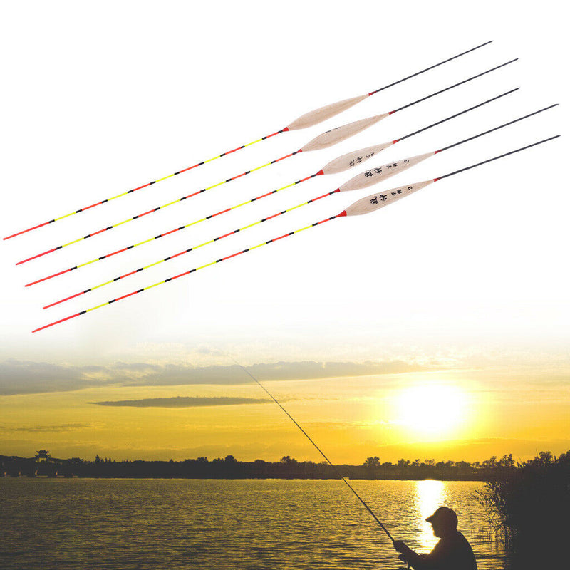 5Pcs Fishing Float Night Luminuous Tackle Glow Stick Wood Accessories With Lead