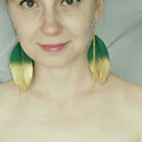 Fashion Jewelry Fuorescent Double Color Exotic Dangle Eardrop Earring Long