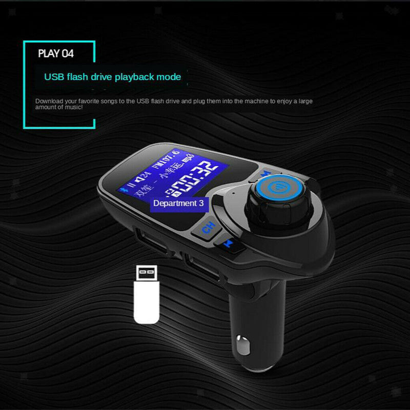 1.44" Bluetooth Car FM Radio Transmitter Adapter Handsfree Voltmeter TF Card