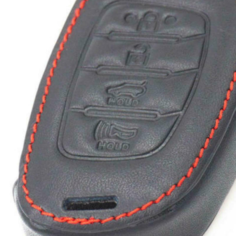 1* Car Leather Remote Key Chain Cover Holder Case For Hyundai Santa Fe GLS Sport