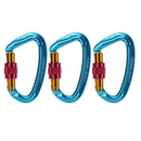3x D Shaped Carabiner Clip Mountaineering Screw Lock Aluminum Alloy Buckle