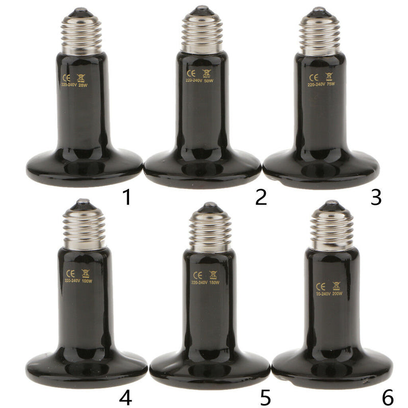 E27 Reptile Heat Lamp Infrared Heater Light Bulb Dia.75mm 50W Black
