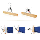 1 Set of 10 Trouser Clamp Hanger Solid Wood Anti-Slip Felt Hook Pant Skirt HZ8L2