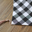 DIY Black and White Plaid Table Runner Simple Cotton Linen Stripes Table Ru W8M8