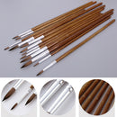 12PC Artists Paint Brushes Nylon Hair Wooden Handles Pointed Tip Brush Pen Brown