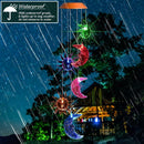 Solar LED Sun Moon Wind Chimes Light Outdoor Color Changing Hanging Lamp