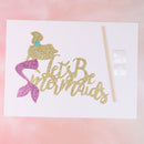 let's be mermaids glitter cake topper birthday party decorations supplies 3C