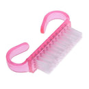 10pcs Nail Cleaning Brushes Pink Plastic Handle Dust Remover Manicure Tools