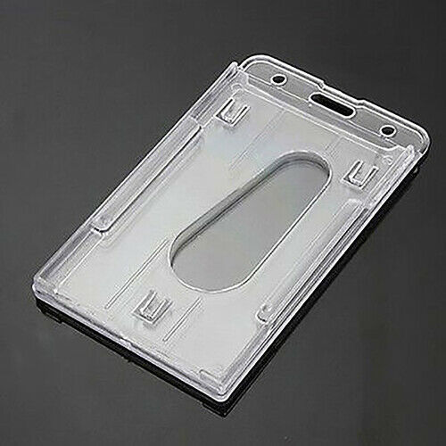 Vertical Transparent Double Side Business ID Card Holder Hard Portable Deluxe