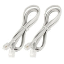 2 Pcs White 6P2C RJ11 Male to Male 5mm Width Telephone Cable 1M 3.3Ft T3T4