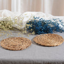 2pc Natural Water Hyacinth Weave Placemat Round Braided Rattan Tablemats Pl