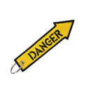 Yellow Danger Keychain Embroidery Luggage Tag Motorcycle Chain Ring Nice Ke M9F4