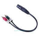 3 Pin XLR Female to 2 RCA Male Cable Audio Adapter Cable Metal Connector New