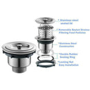 Kitchen Bar Sink Strainer With Filter Basket Drain Head Stopper Stainless Steel