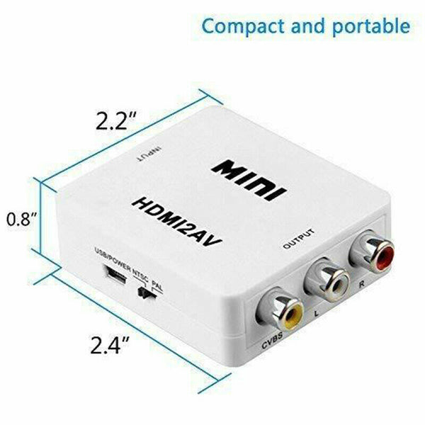HDMI To RCA Mini Composite 1080P Video Audio AV CVBS Converter Adapter For TV(w)