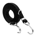 Stretch Elastic Bikes Luggage Hanging Rope Belts Strap with Hook Black 4m