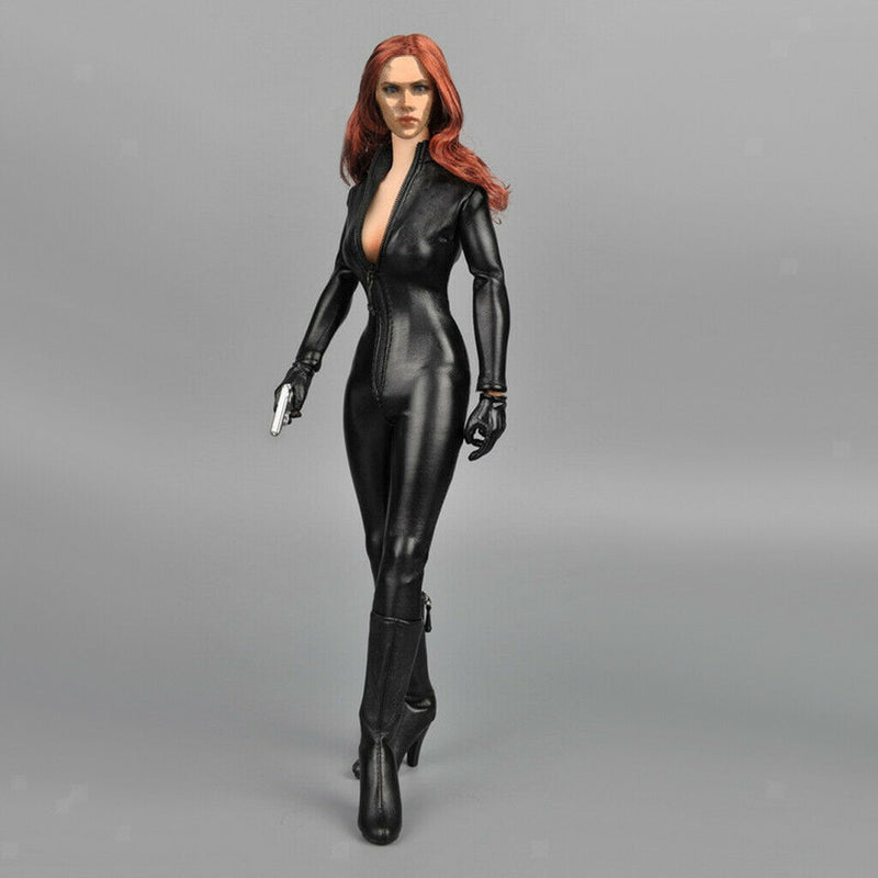 1/6 Female Faux Leather Jumpsuit Catsuit Outfit for 12" Kumik Phicen