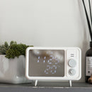 1X(Retro Tv Shape Alarm Clock Lamp Mirror Multi-Function Mirror Clock Therm
