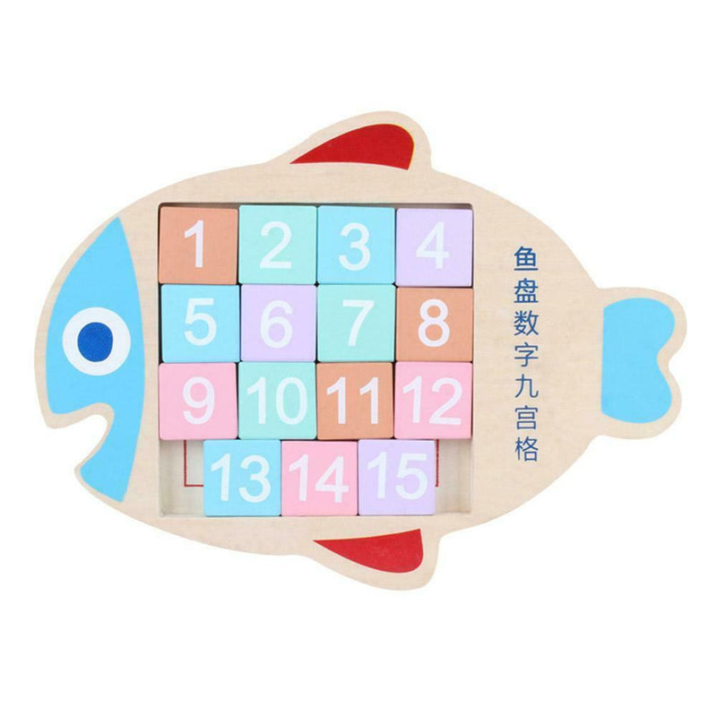 Fish Plate Number Wooden Board Montessori Toys Early Education Math Toys