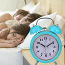 8cm Silent Bedside Clock Double Twin Bell Alarm Clock with Night Light Blue