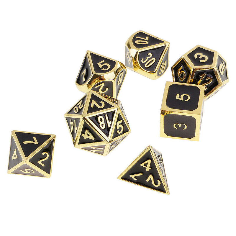 Set of 7 Zinc Alloy Enamel Polyhedral Sided D4-D20 Dice for Board Card Game