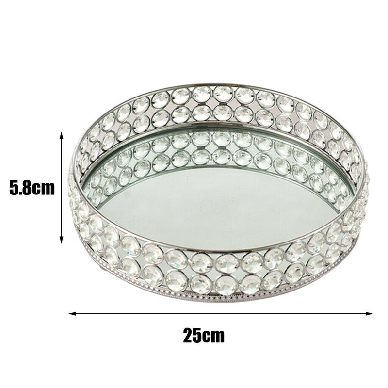 Crystal Vanity Makeup Tray Large Storage Ornate Jewelry Trinket Cosmetic Tray