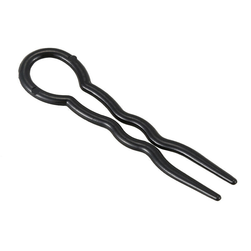 1 Set (3 pieces) Magic Plastic U Shaped Hair Needle Hair Braid, Black