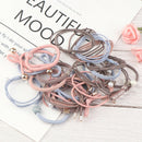25pcs Women Girls Basic Knot Pearls Elastic Hair Bands Set Scrunchies Ponyta Gw