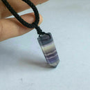 Healing Chakra Reiki Stone Natural Fluorite Wand Crystal Quartz Pendant Necklace