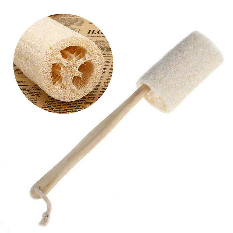 37cm Natural Loofah Shower Bath Back Brush Long Wooden Handle Body Cleaning Tool