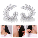 Fashion Olive Branch Leaf Cut Big Cubic Zirconia Women Stud Earrings Elegan B2N0