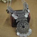 Bohemian Festival Jewelry Fashion Women Double Chain Coin Statement Necklace_3C